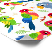 ヴィンテージの鳥のパターンカラフル、インパレーパターン ポスター (角)