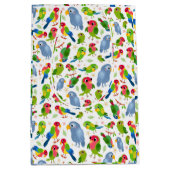 ヴィンテージの鳥のパターンカラフル、インパレーパターン ミディアムペーパーバッグ (正面)