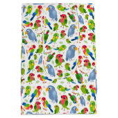 ヴィンテージの鳥のパターンカラフル、インパレーパターン ミディアムペーパーバッグ (裏面)