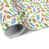 ヴィンテージの鳥のパターンカラフル、インパレーパターン ラッピングペーパー (ロールコーナー)