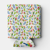 ヴィンテージの鳥のパターンカラフル、インパレーパターン 缶クーラー (裏面)