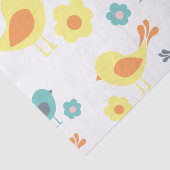 ヴィンテージの鳥のパターン – ピンク、ブルー、イエロー、 薄葉紙 (詳細)