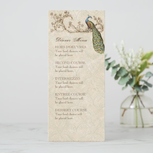 ヴィンテージの鳥のロビンの卵の青、夕食メニューカード メニュー (スタンド正面)