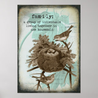ヴィンテージの鳥の家族ポスター ポスター