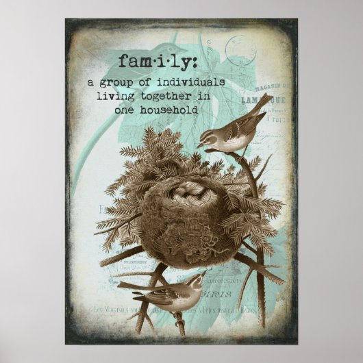 ヴィンテージの鳥の家族ポスター ポスター (正面)