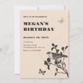 ヴィンテージの鳥の枝 招待状 (正面)