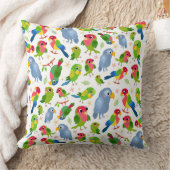 ヴィンテージの鳥の模様、カラフルなセキセイインコの模様 クッション (ブランケット)