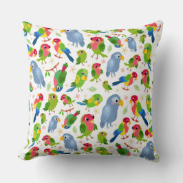 ヴィンテージの鳥の模様、カラフルなセキセイインコの模様 クッション
