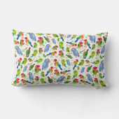 ヴィンテージの鳥の模様、カラフルなセキセイインコの模様 ランバークッション (裏面)