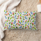 ヴィンテージの鳥の模様、カラフルなセキセイインコの模様 ランバークッション (ブランケット)