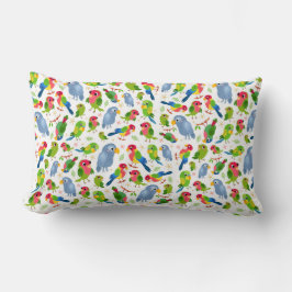 ヴィンテージの鳥の模様、カラフルなセキセイインコの模様 ランバークッション