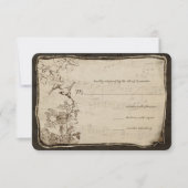 ヴィンテージの鳥の老いたパーチメント結婚の数 出欠カード (正面)