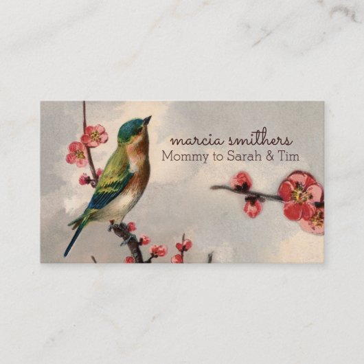 ヴィンテージの鳥の花のお母さんのテレホンカード情報 コーリングカード (正面)