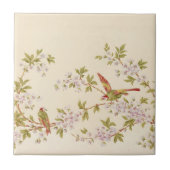ヴィンテージの鳥の花の木のフリーズ タイル (正面)