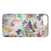 ヴィンテージの鳥の蝶赤面のピンクの花柄のコラージュ Case-Mate iPhoneケース (裏面(横))