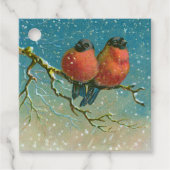 ヴィンテージの鳥の雪のクリスマスギフトタグ フェイバータグ (正面)
