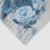 ヴィンテージの鳥の青い花の分離炎 薄葉紙 (詳細)