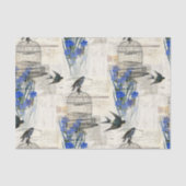 ヴィンテージの鳥の鳥かごの青によってはティッシュペーパーが開花します 薄葉紙 (正面)