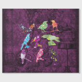 ヴィンテージの鳥カラフルの包み紙 ラッピングペーパー (フラット)