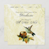 ヴィンテージの鳥及び巣移動 案内状 (正面/裏面)