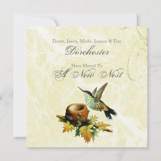 ヴィンテージの鳥及び巣移動 案内状 (正面)