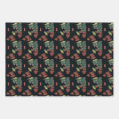 ヴィンテージの鳥画黒 ラッピングペーパーシート (正面3)