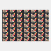 ヴィンテージの鳥画黒 ラッピングペーパーシート (正面2)