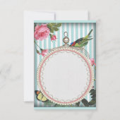 ヴィンテージの鳥、おり、蝶及びバラは感謝していしています ノートカード (裏面)