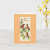 ヴィンテージの鳥 カード (黄色い花)