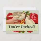 ヴィンテージの鳥 ビクトリアン時代の愛のドヴェ クラシックアート 招待状 (正面)