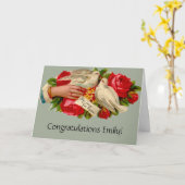 ヴィンテージの鳥 ビクトリアン時代の愛 ラブドーブ クラシックアート カード (黄色い花)