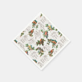 ヴィンテージの鳥、ホリー、クリスマスの挨拶 スタンダードカクテルナプキン (角)