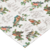 ヴィンテージの鳥、ホリー、クリスマスの挨拶 テーブルクロス (アングル)
