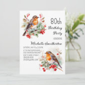 ヴィンテージの鳥 ロビン・レッドブレス 80歳の誕生日 招待状 (スタンド正面)