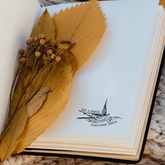 ヴィンテージの鳥、図書館のEx Libris本 ラバースタンプ