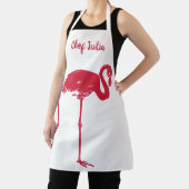 ヴィンテージの鳥、片足を上げたピンクのフラミンゴ エプロン (インサイチュ)