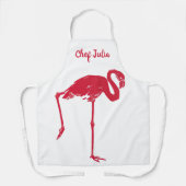 ヴィンテージの鳥、片足を上げたピンクのフラミンゴ エプロン (正面)