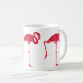ヴィンテージの鳥、片足を上げたピンクのフラミンゴ コーヒーマグカップ (正面右)