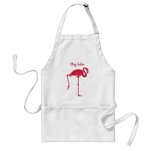 ヴィンテージの鳥、片足を上げたピンクのフラミンゴ スタンダードエプロン (正面)