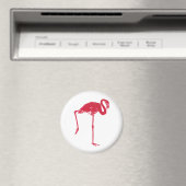 ヴィンテージの鳥、片足を上げたピンクのフラミンゴ マグネット (インサイチュ (食洗機))