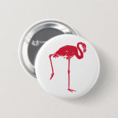 ヴィンテージの鳥、片足を上げたピンクのフラミンゴ 缶バッジ (正面&裏面)