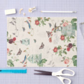 ヴィンテージの鳥、蝶と鳥のデコページ 薄葉紙 (クラフト)