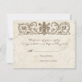 ヴィンテージの鳥、青い卵-結婚式の応答カード 出欠カード (正面)