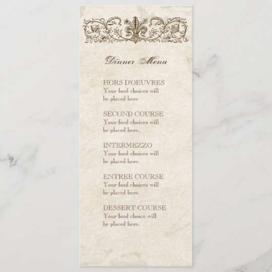 ヴィンテージの鳥、青いE - メニューまたは結婚式の招待状 メニュー (正面)