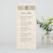 ヴィンテージの鳥、青いE - メニューまたは結婚式の招待状 メニュー (スタンド正面)