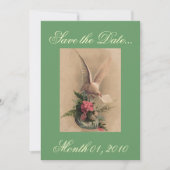 ヴィンテージの鳩および花の招待状 セーブザデート (正面)