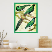 ヴィンテージの鳴き鳥とミナの鳥 ポスター (キッチン)