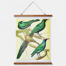 ヴィンテージの鳴き鳥とミナの鳥 吊り下げ型タペストリー