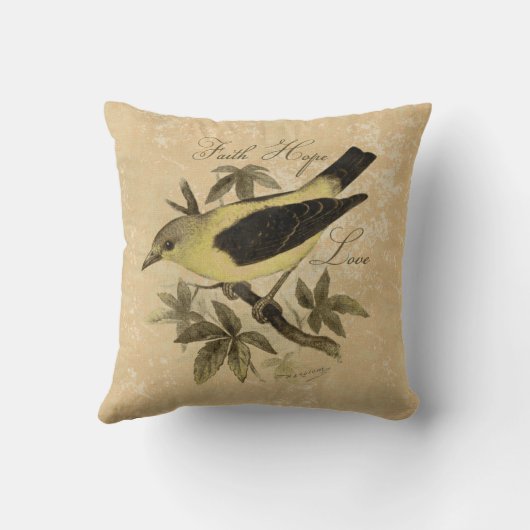 ヴィンテージの鳴き鳥の信頼の希望愛装飾用クッション クッション (裏面)