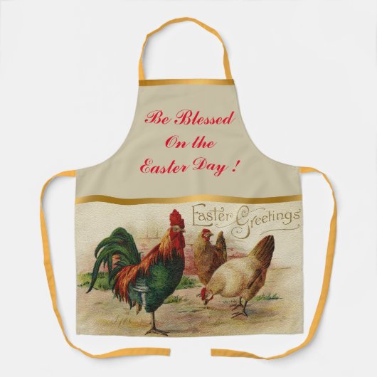 ヴィンテージの鶏とニワトリの復活祭 エプロン (正面)